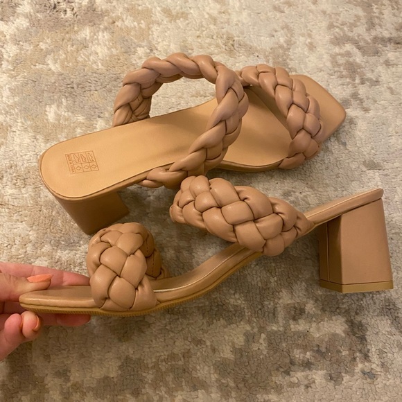 Apricot Braided Slip-On Sandal/Heels - Picture 13 of 14